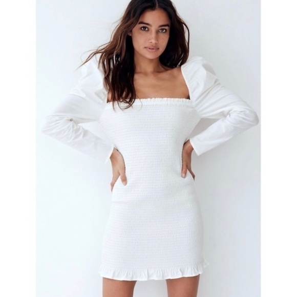 Wilfred by Aritzia gathered dress ‘S’ Maelys Puff Sleeve Dress 100% Cotton - Picture 2 of 7